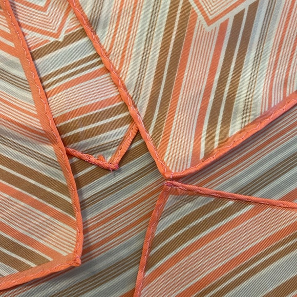 Vintage Pin Striped Peach & Tan Silk Blend Scarf - Picture 10 of 16